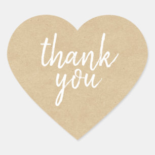 Chic Script Kraft Paper Thank You Gift Heart Label