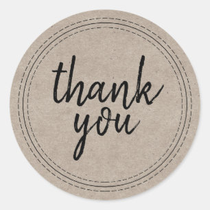 Chic Script Kraft Paper Thank You Gift Label
