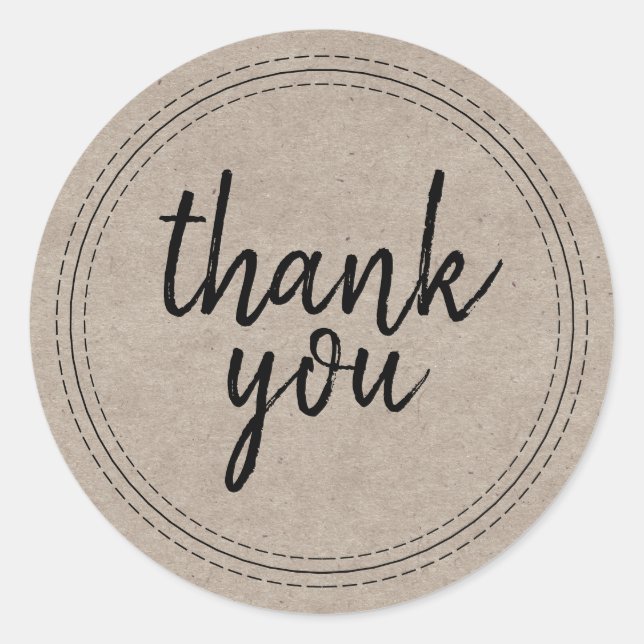 Chic Script Kraft Paper Thank You Gift Label (Front)
