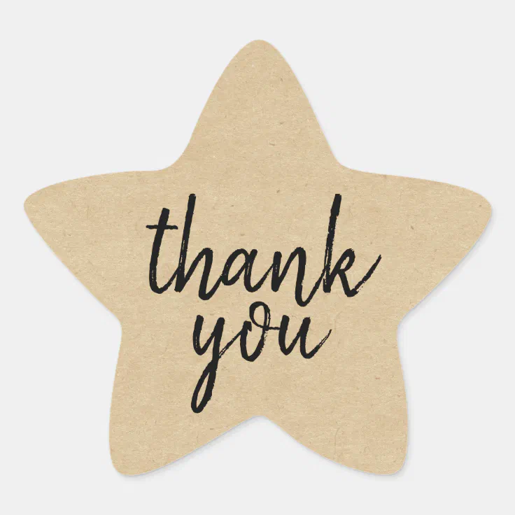 Chic Script Kraft Paper Thank You Gift Star Label | Zazzle