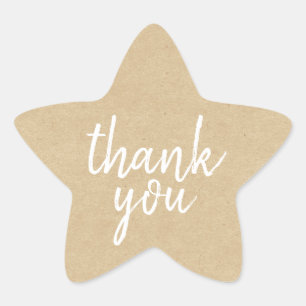 Chic Script Kraft Paper Thank You Gift Star Label