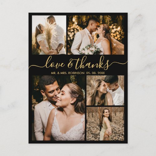 Chic Script Love and Thanks Wedding Thank You  Postcard