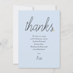 Chic Script Love Heart Baby Boy Thank You Poem Card