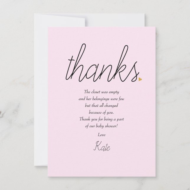 Chic Script Love Heart Baby Girl Thank You Poem (Front)