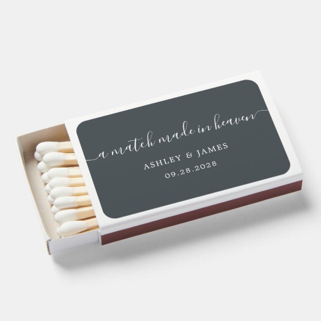 Chic Script Match Made in Heaven Wedding Favors (Front Open)