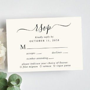 Chic Script Menu Choice Cream Wedding RSVP
