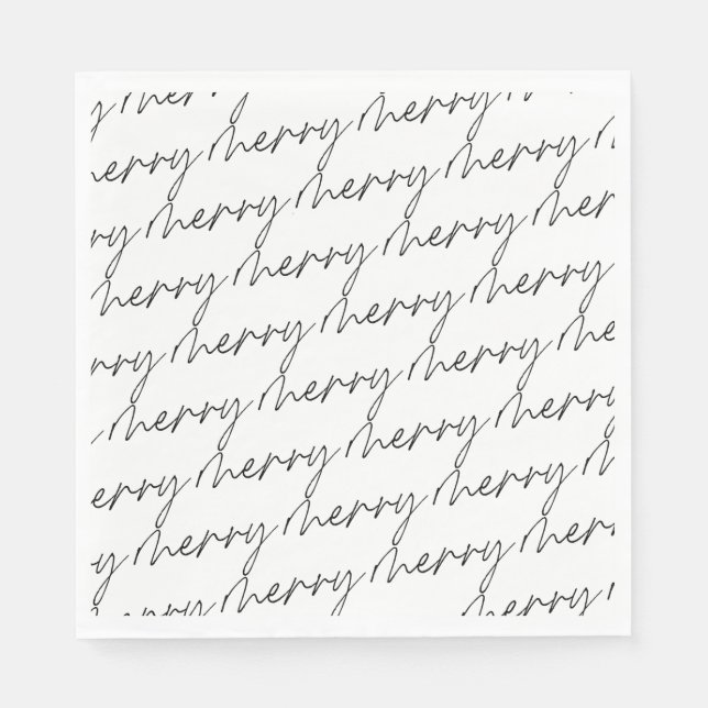 Chic Script Merry Christmas Typography Pattern Napkins (Front)