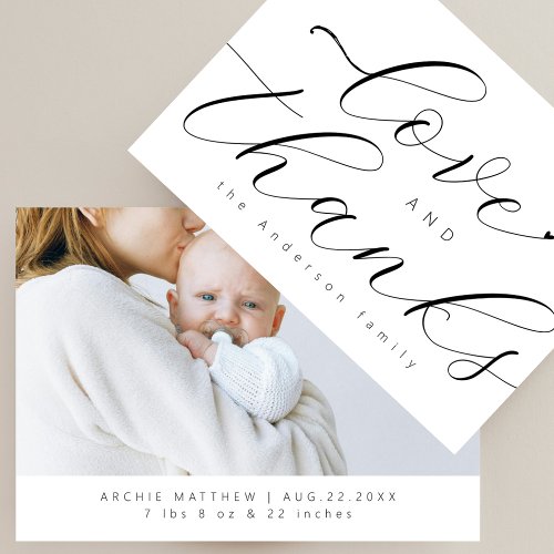 Chic Script Minimal Love Thanks Photo Baby Shower