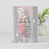 Chic Script Modern Photo Bridal Shower Invitation (Standing Front)