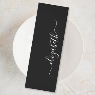 Chic Script Monogram Black Bookmarks