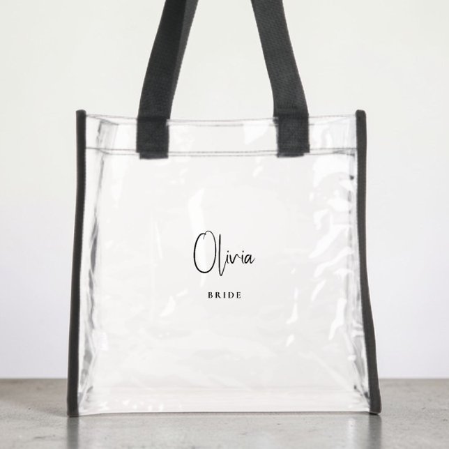 Chic Script Monogram Bride Clear Tote Bag (Chic Script Monogram Bride Clear Tote Bag)