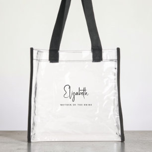 Chic Script Monogram Mother Of The Bride Clear Tote Bag