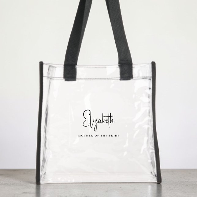 Chic Script Monogram Mother Of The Bride Clear Tote Bag (Creator Uploaded)