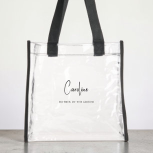 Chic Script Monogram Mother Of The Groom Clear Tote Bag