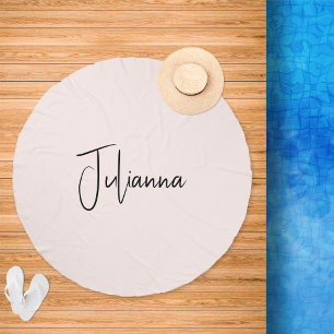 Chic Script Monogram Pink Beach Towel