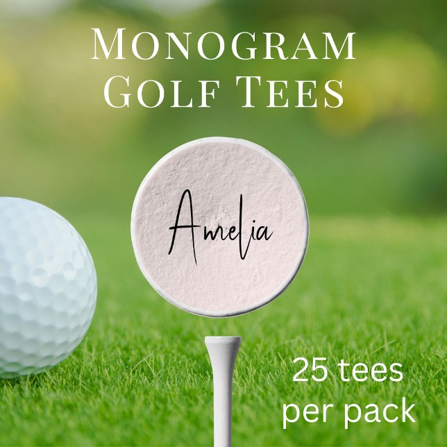 Chic Script Monogram Pink Golf Tees (Creator Uploaded)