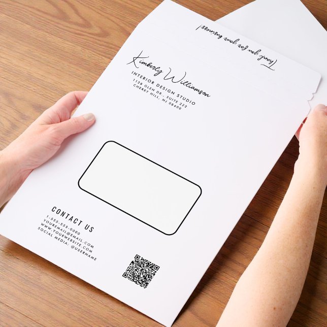 Chic Script Monogram QR Code Business Envelope Mailers (Chic Script Monogram QR Code Business Envelope Mailers)