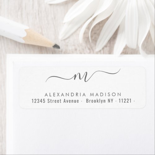 Chic Script Monogram Silver Gray Modern Typography Label