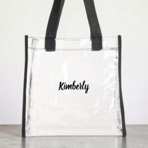 Chic Script Monogram Stadium Clear Tote Bag