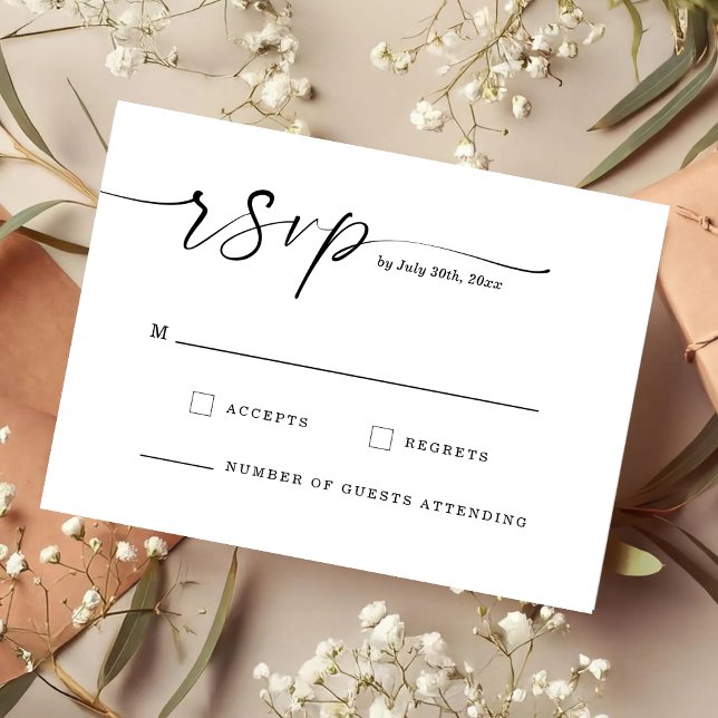 Chic Script Monogram Wedding Response Card (Creator Uploaded)
