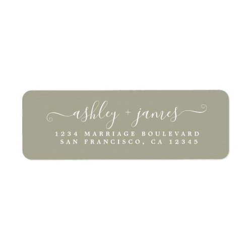 Chic Script Moss Gray Wedding Return Address Label