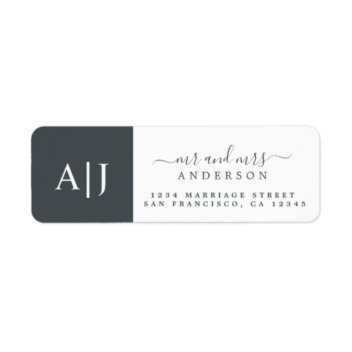 Chic Script Mr Mrs Monogram Return Address Label