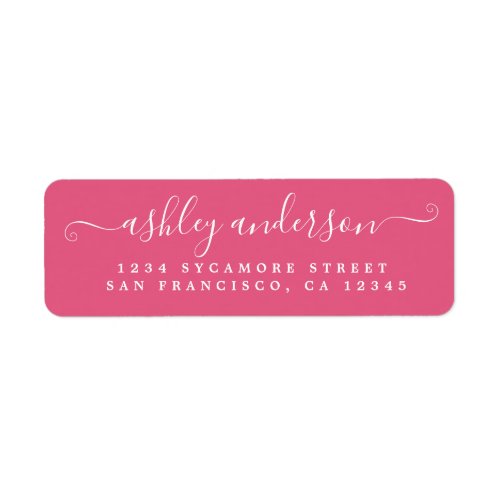 Chic Script Name Hot Pink Return Address Label