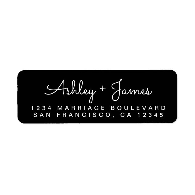 Chic Script Names Black Return Address Label (Front)