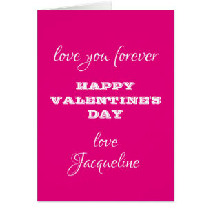 Chic Script Names Hot Pink Valentines Day Card