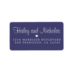 Chic Script Names Navy Blue Wedding Return Address Label