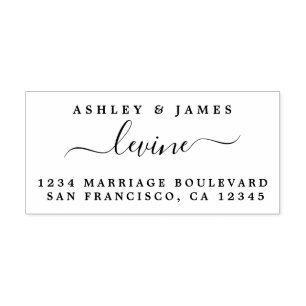 Chic Script Names Newlywed Surname Return Address Self-inking Stamp