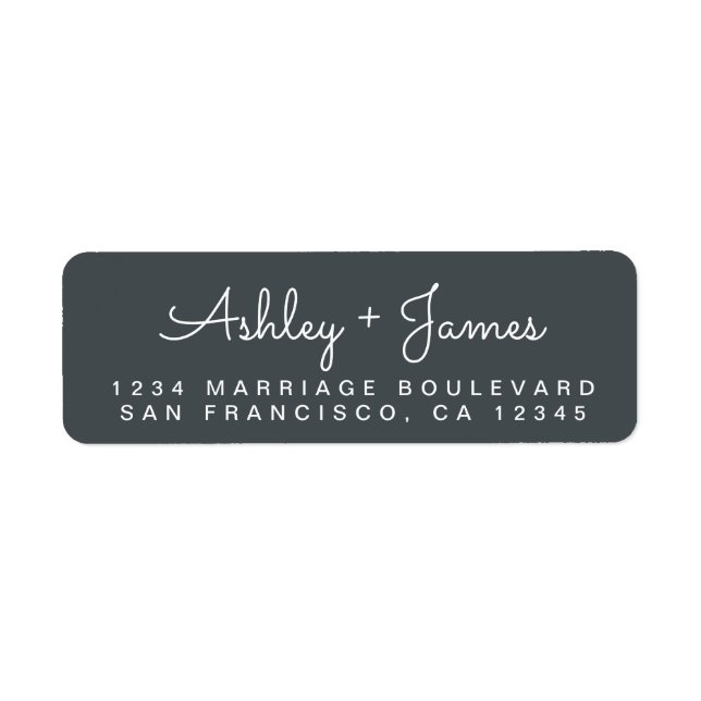 Chic Script Names Off-Black Return Address Label (Front)