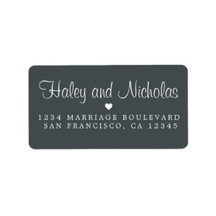 Chic Script Names Off-Black Wedding Return Address Label