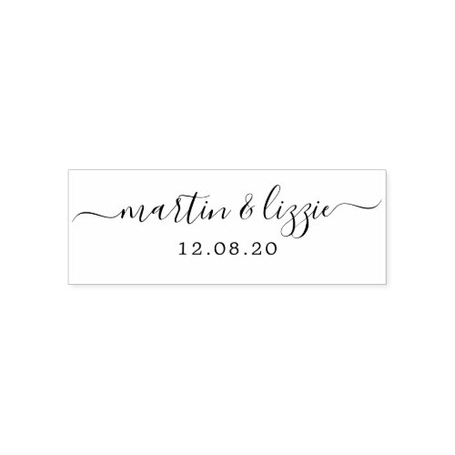 Chic Script Names Wedding Date Belly Band Self_inking Stamp