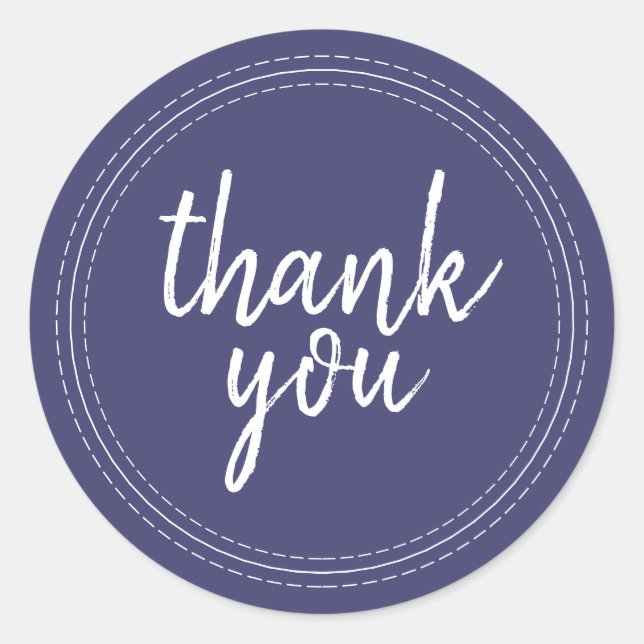 Chic Script Navy Blue Thank You Gift Label (Front)
