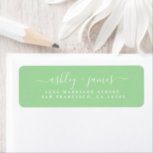 Chic Script Neo Mint Wedding Return Address Label