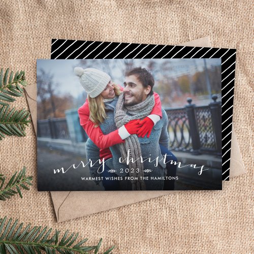 Chic Script Overlay Christmas Photo Card