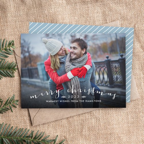 Chic Script Overlay Christmas Photo Card