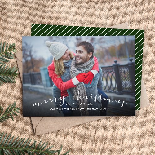 Chic Script Overlay Christmas Photo Card