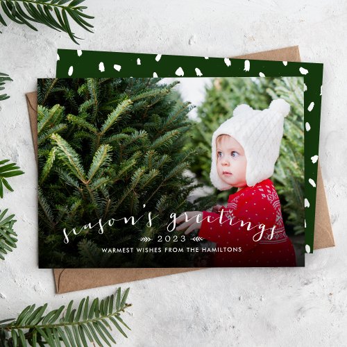 Chic Script Overlay Holiday Photo Card