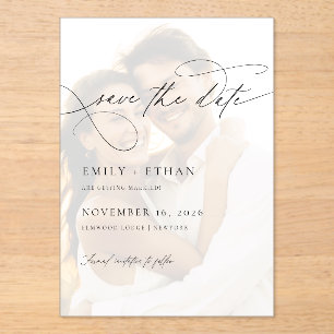Chic Script Overlay Photo Wedding Save The Date