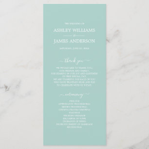 Chic Script Pastel Blue Simple Minimal Wedding Program