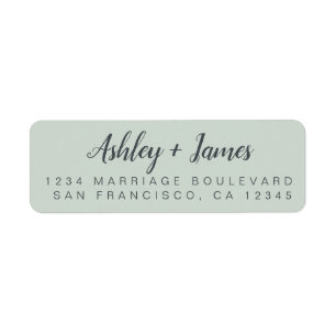 Chic Script Pastel Green Wedding Return Address Label