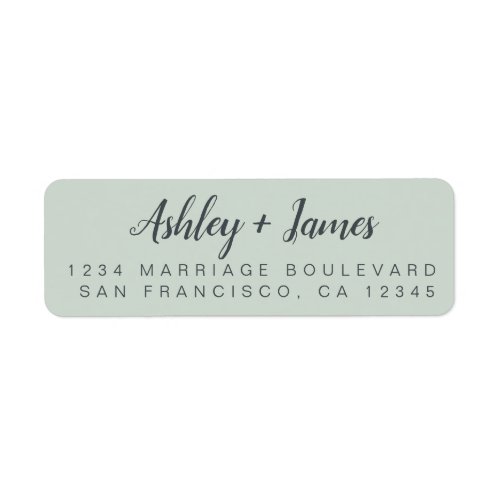 Chic Script Pastel Green Wedding Return Address Label