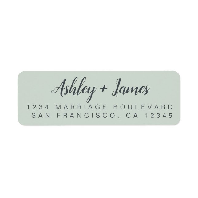Chic Script Pastel Green Wedding Return Address Label (Front)