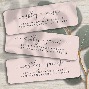 Chic Script Pastel Pink Wedding Return Address Label
