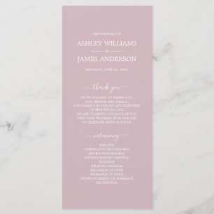 Chic Script Pastel Purple Simple Minimal Wedding Program