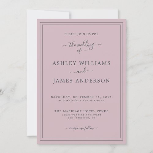 Chic Script Pastel Purple Wedding invitation