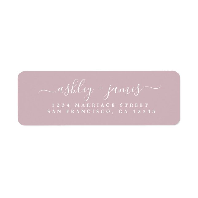 Chic Script Pastel Purple Wedding Return Address Label (Front)