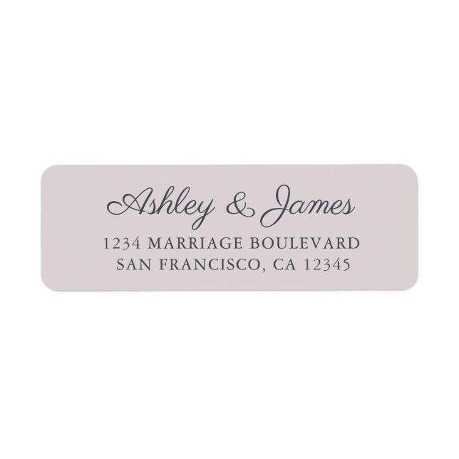 Chic Script Pastel Purple Wedding Return Address Label (Front)